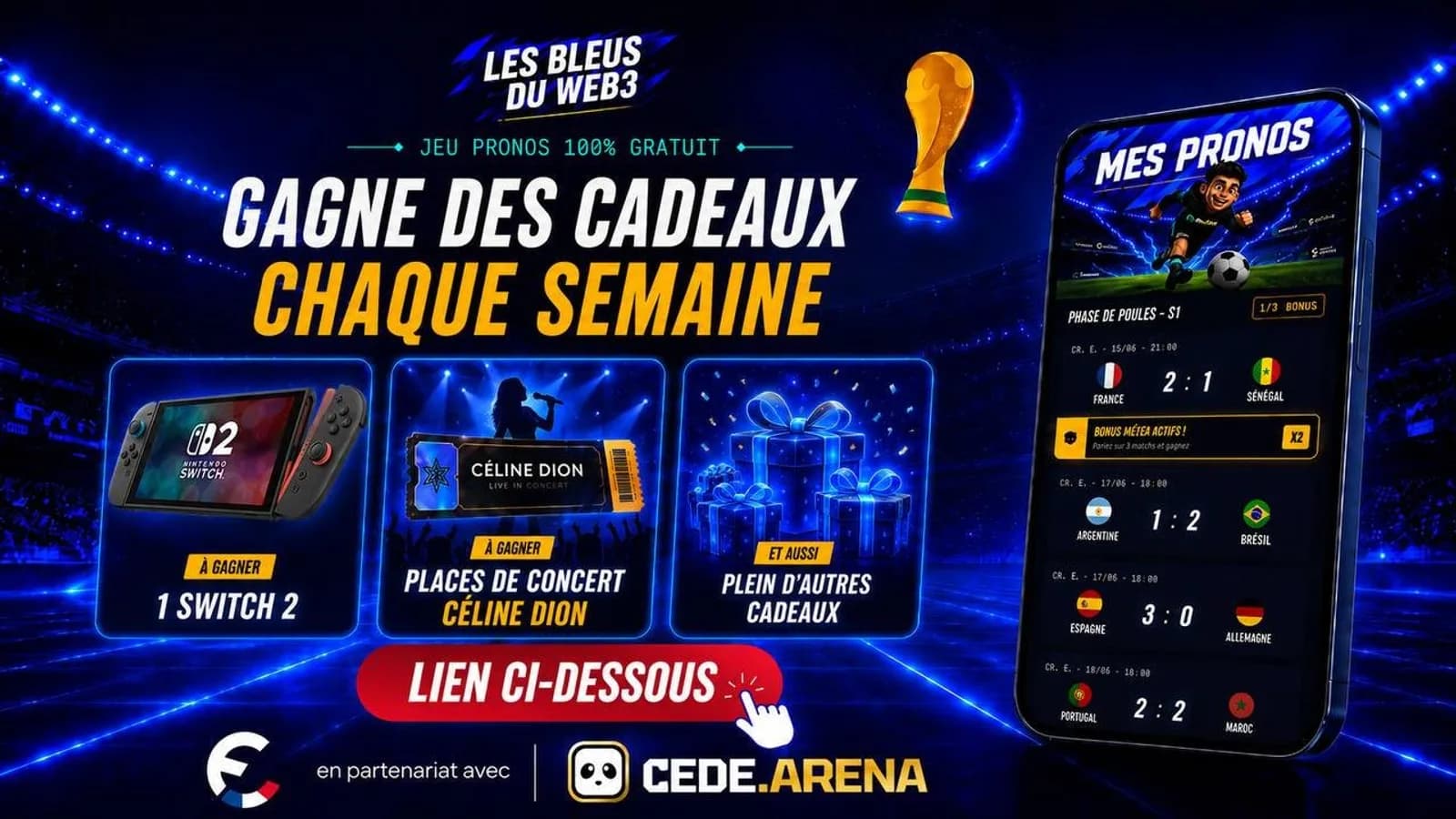 Pronostics foot : une Switch 2 et des places Céline Dion à gagner