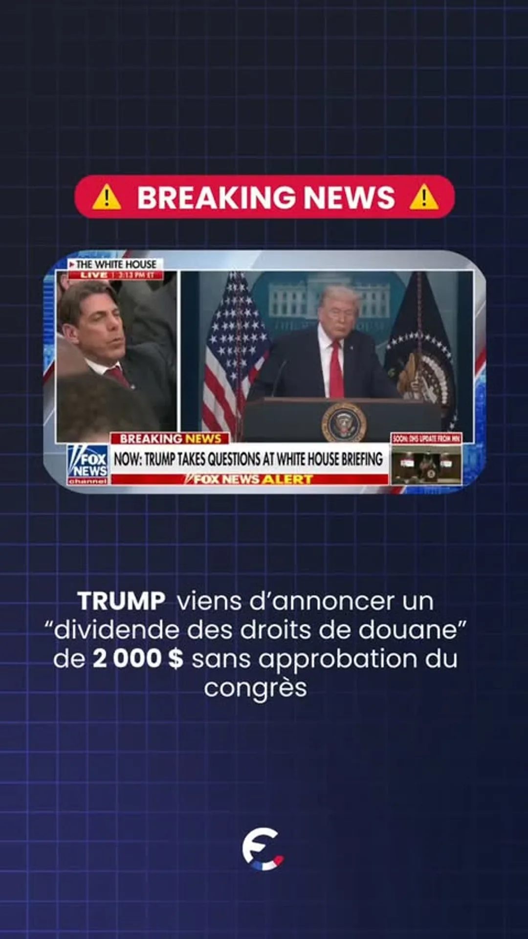 Trump affirme vouloir envoyer des paiements directs de 2 000 dollars aux