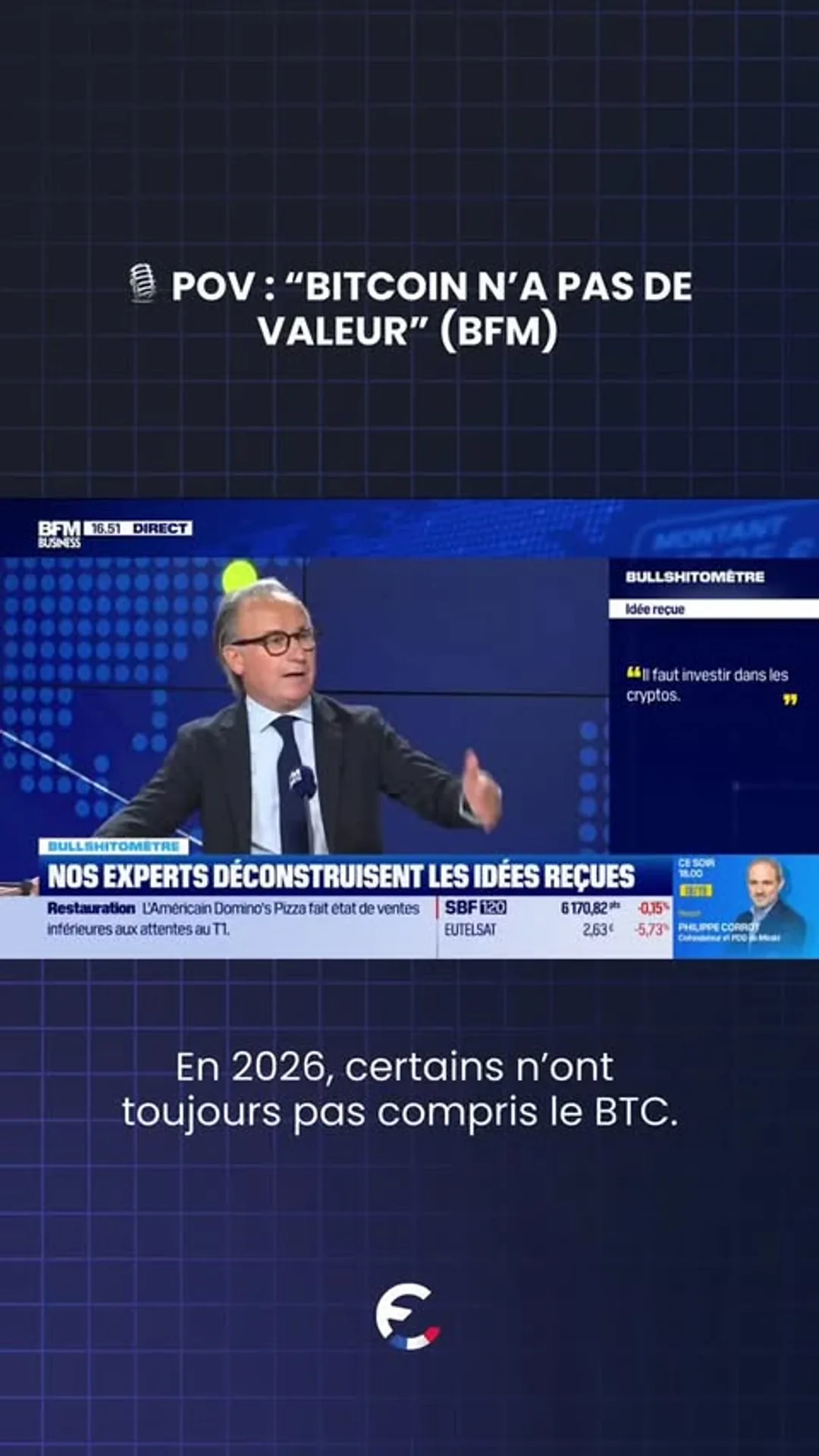Lors d’une intervention sur BFM, Benoît Lombard affirme que le Bitcoin n’est