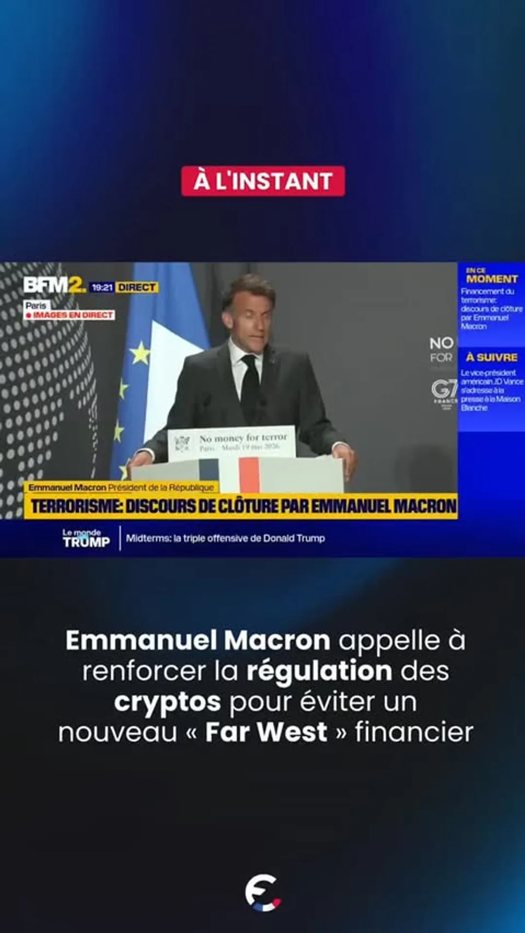 Emmanuel Macron appelle à renforcer la régulation des cryptos pour éviter un