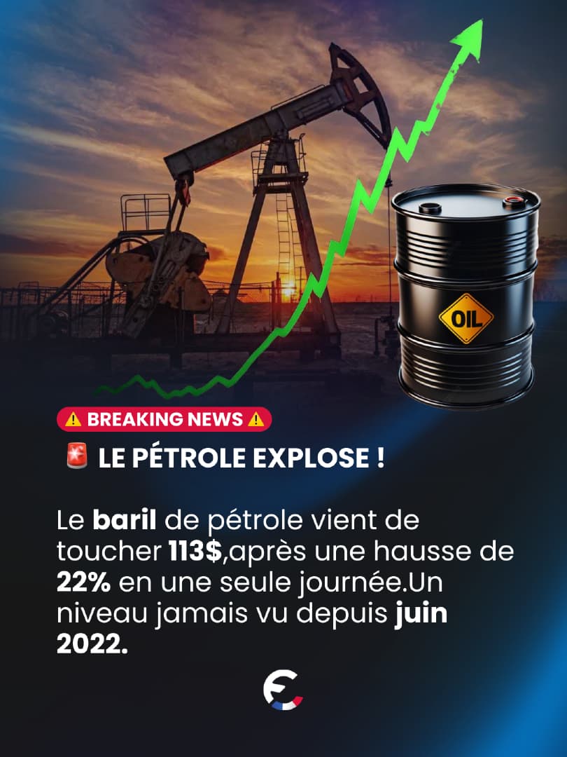 Le pétrole vient de faire un mouvement brutal. Le baril de Brent a bo...