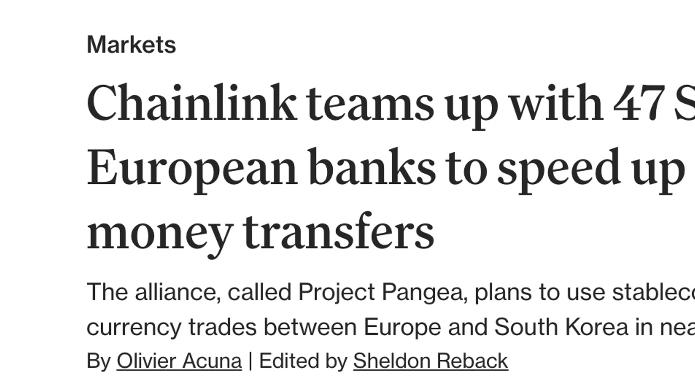 Chainlink et 47 banques lancent Pangea pour révolutionner les paiements transfrontaliers