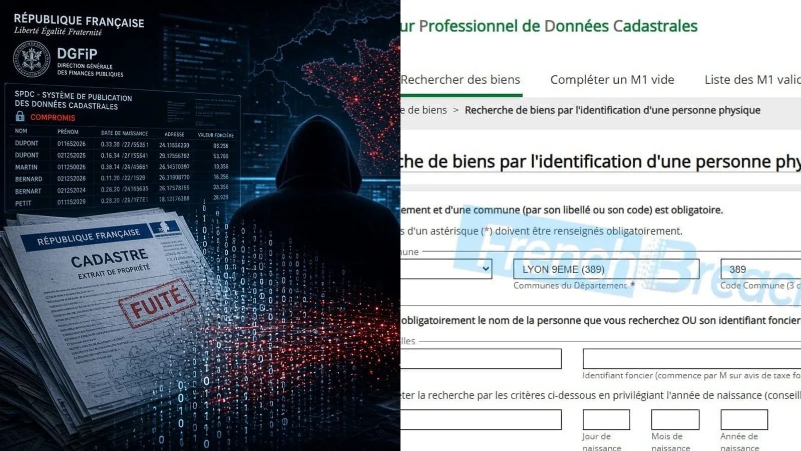 Fuite de données cadastrales revendiquée : 252 149 lignes extraites du SPDC selon FrenchBreaches, au lendemain d'une intrusion confirmée par la DGFiP
