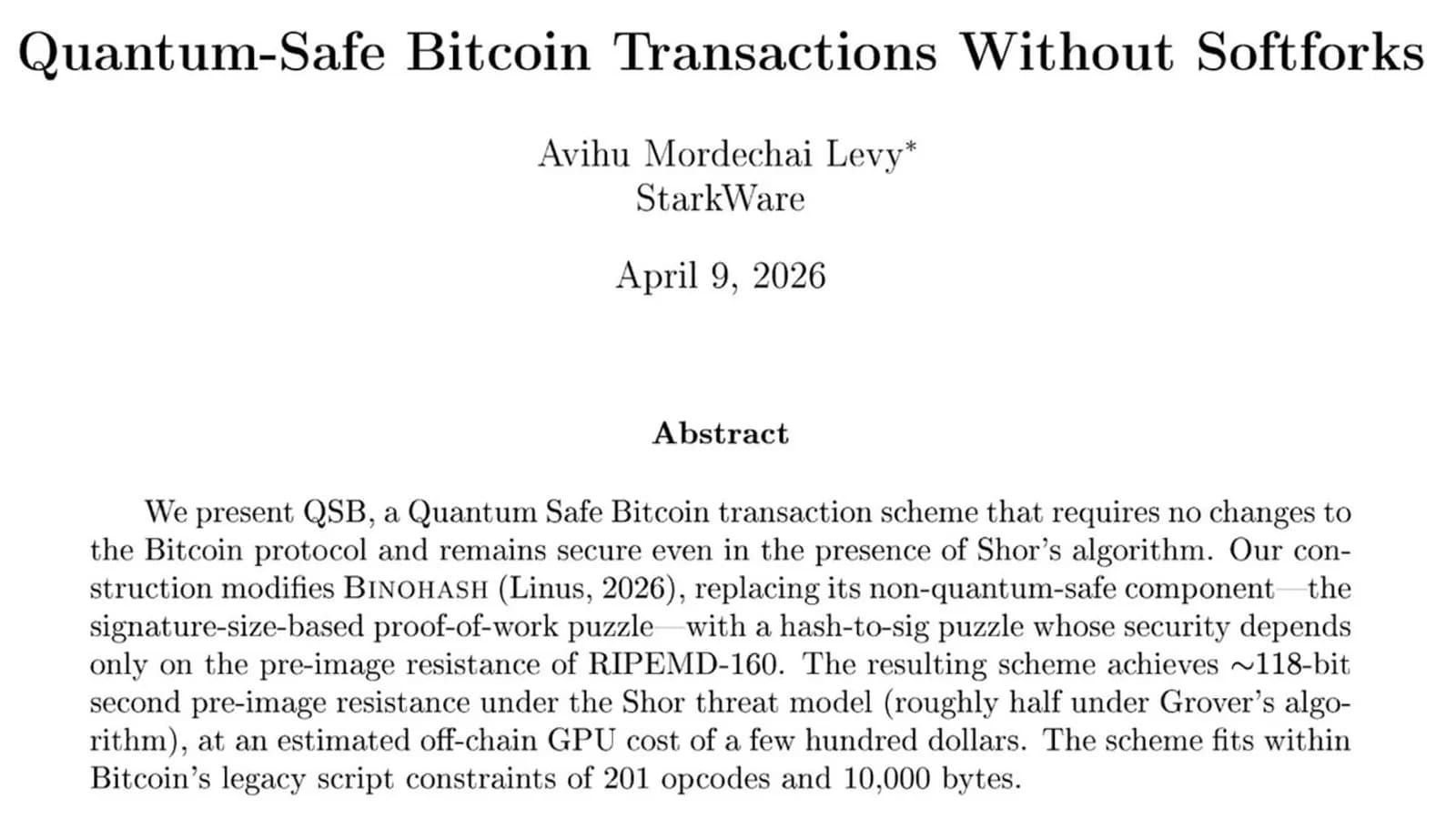 StarkWare exécute la première transaction Bitcoin résistante aux ordinateurs quantiques, sans modifier le protocole
