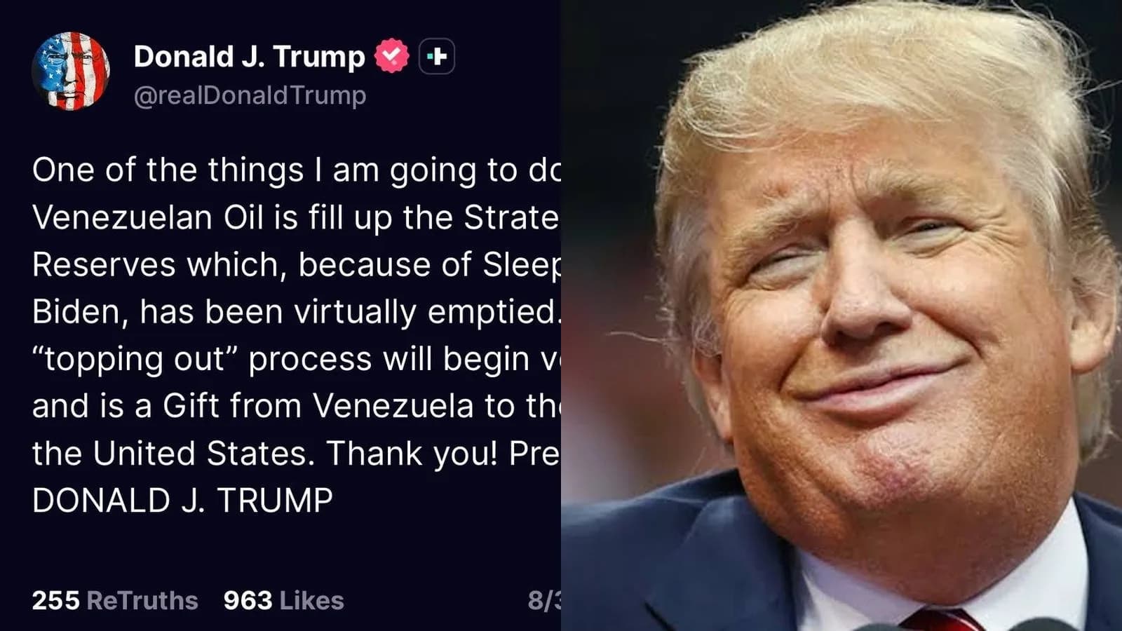 Trump veut remplir la réserve stratégique américaine avec du pétrole vénézuélien, mais l'accord ne porte que sur l'accès à 17 champs