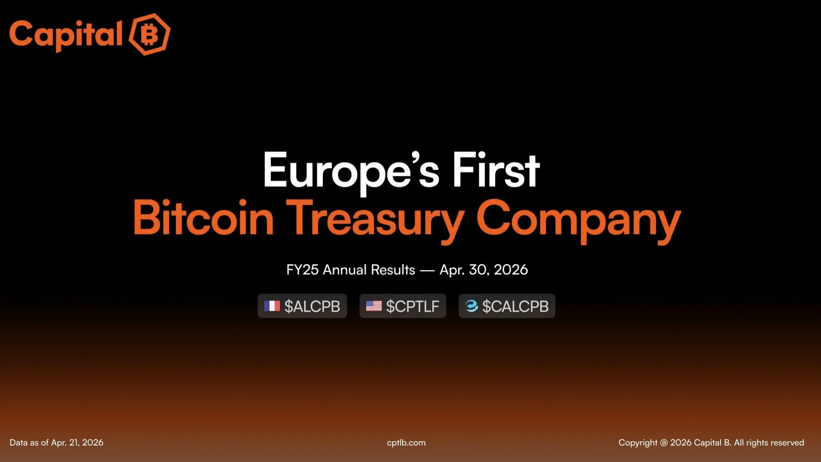 Capital B achète 376 BTC pour 25,3 millions d'euros, son plus gros achat depuis septembre 2025