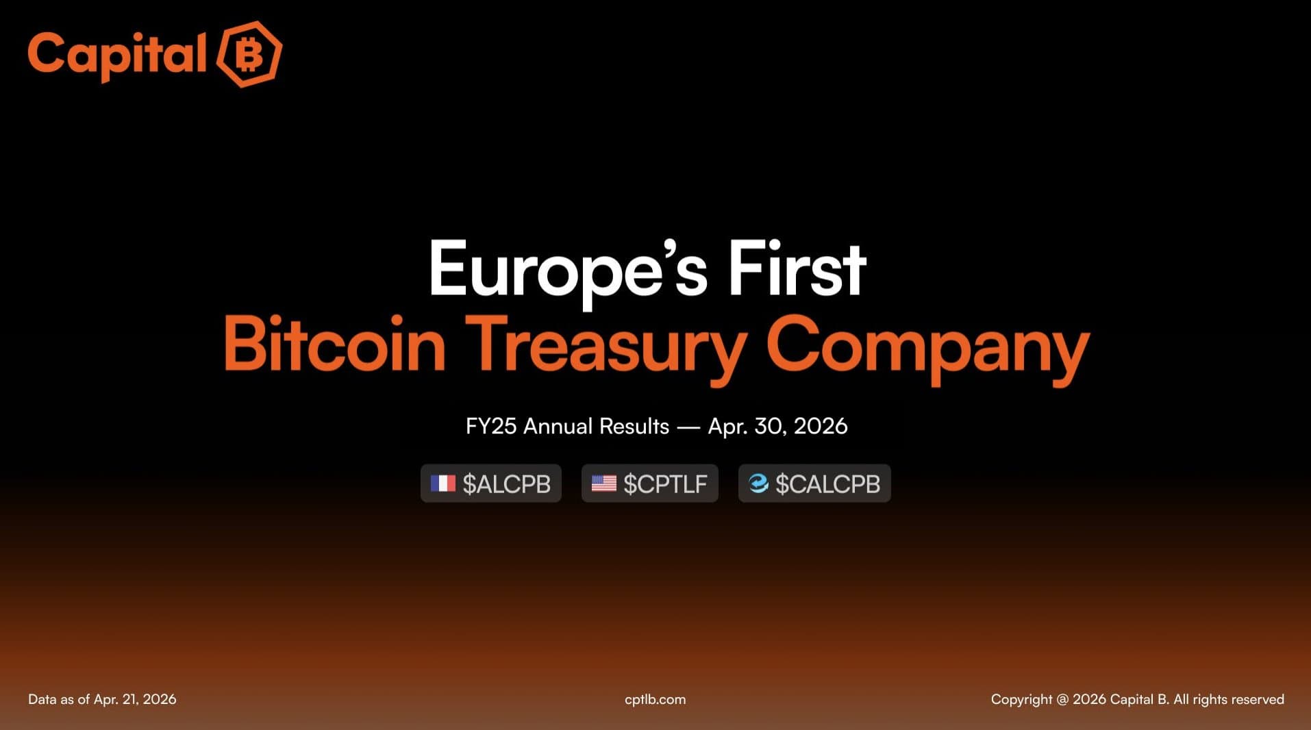 Capital B achète 376 BTC pour 25,3 millions d'euros, son plus gros achat depuis septembre 2025